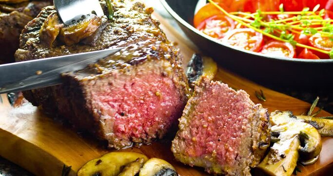 Cutting Juicy Steak
