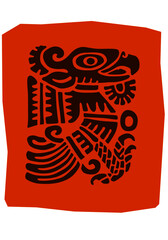 Totem indians of South America. Vector drawing for logo and illustrations.