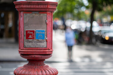 Alarm - Emergency call box in urban setting NYC - Queens