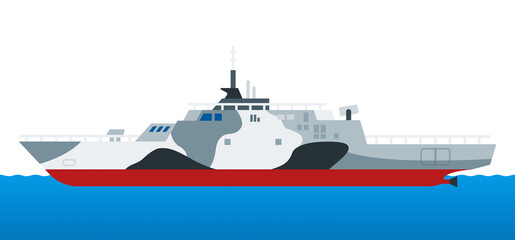 Fototapeta premium Amphibious assault war ship, helicopter landing ship vector