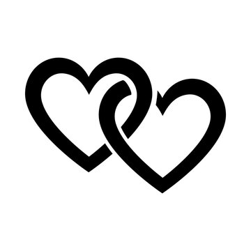 linked hearts icon, silhouette style