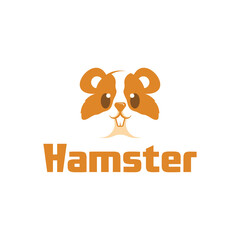 Cute cartoon hamster logo, funny animal.	