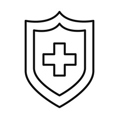 shield with medical cross icon, line style