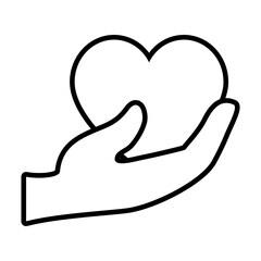 hand holding a heart icon, line style