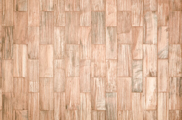 Fototapeta premium background and texture of brown color decorative old wood on surface wall in rectangular shape.