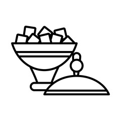 arabian bowl with turkish delight icon, line style