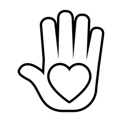 hand with heart shape, line style