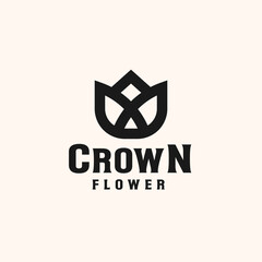 Abstract flower logo icon design. Elegant crown line symbol logo template