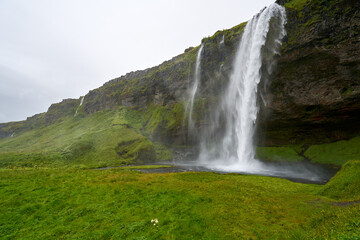 waterfall seljalandsfoss in iceland, one of the most famous and beautiful there is