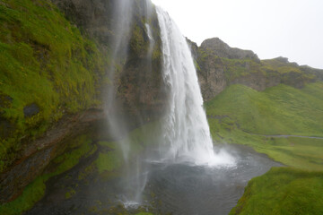waterfall seljalandsfoss in iceland, one of the most famous and beautiful there is
