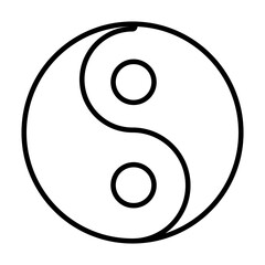 yin yang symbol icon, line style