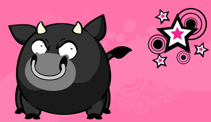 kawaii black bull cartoon picture frame background