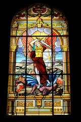 Costa Rica San Jose - Stained glass window in the Metropolitan Cathedral