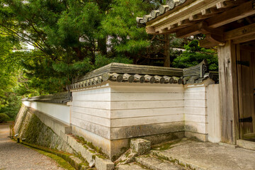 Fototapeta na wymiar Entrance to the main hall of Banshu-Kiyomizu temple in Kato city, Hyogo, Japan. 