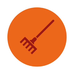 leaf rake icon, block style