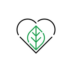 love and leaf logo, flat style design