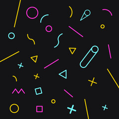 Background patterns, geometric, memphis style colored EPS Vector dark color background 