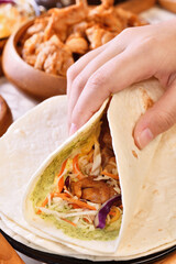 Traditional Mexican food, burritos with meat and cheese