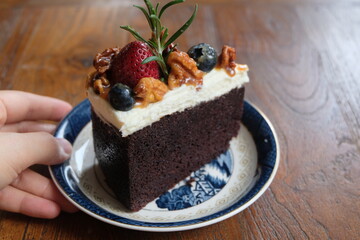 Piece of dark beer cake