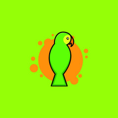 parrot bird logo. parrot logo isolated on green background. green parrot icon.