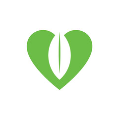 love and leaf logo, flat style design