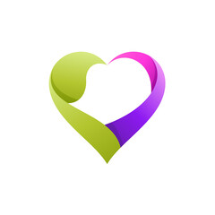 love and leaf logo, 3d style in gradient color