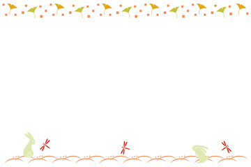 autumn season rabbit and dragonfly