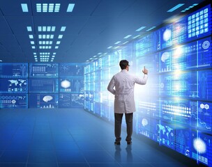 The concept of telemedicine with male doctor