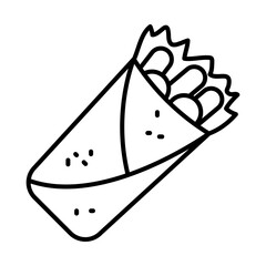 turkish shawarma icon, line style