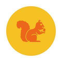 squirrel with a nut icon, block style