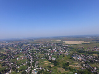 Aerial view of the saburb landscape (drone image). Near Kiev
