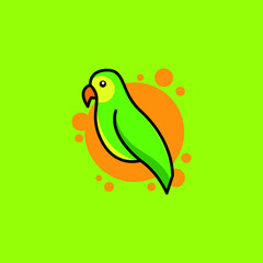 parrot bird logo. parrot logo isolated on green background. green parrot icon.