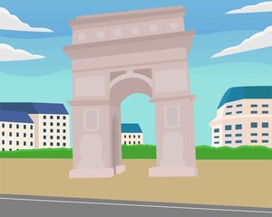 Illustration vector design of cityscape of arc de triomphe