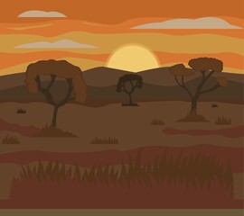 Fototapeta na wymiar Illustration vector design of Africa landscape background