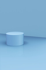 empty blue podium on blue background.