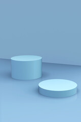 empty podium on blue background.