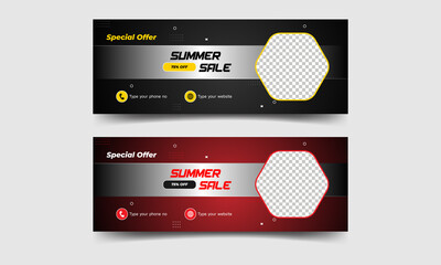 Summer Sale Facebook Cover Banner Ad Design Template