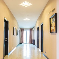 Hotel lobby corridor with modern design