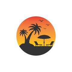 Fototapeta na wymiar Beach logo icon vector template. Simple design of the beach natural scenery logo.