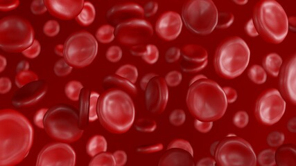 Red blood cells. 3d illustration. Multiple. Blood flow.
