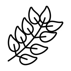 branch with leaves icon, line style