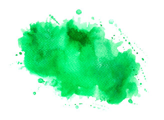 green splashes of paint watercolor on paper.