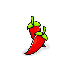 two cartoon of red chilli illustration design vector