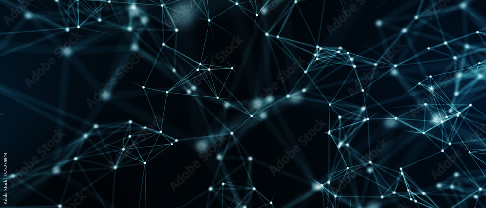 Poster abstract futuristic - technology with polygonal shapes on dark blue background. design digital techn
