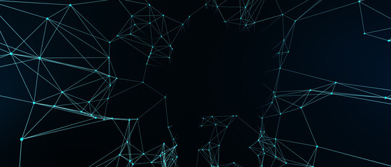 Abstract futuristic - technology with polygonal shapes on dark blue background. Design digital technology concept. 3d illustration.