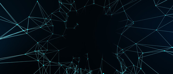 Abstract futuristic - technology with polygonal shapes on dark blue background. Design digital technology concept. 3d illustration.