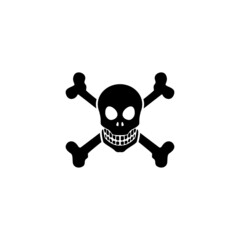 Skull icon vector on white background, sign and symbol.