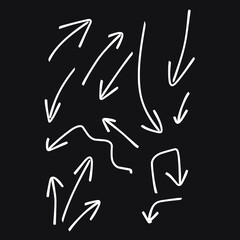 Set of rough hand drawn, handmade elements arrows, waypoints EPS Vector