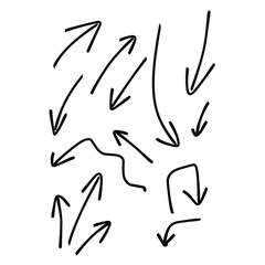 Set of rough hand drawn, handmade elements arrows, waypoints isolated on white background EPS Vector