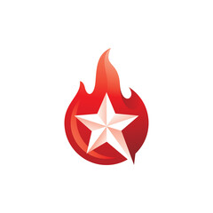 Star and Burning Fire Flame Logo illustration